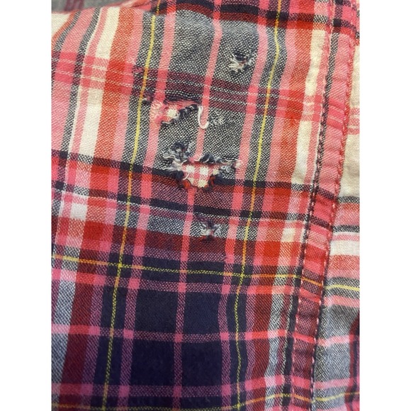 Abercrombie & Fitch Plaid Button-Up Shirt Pink Blue M Flannel Western Wear - Picture 8 of 11